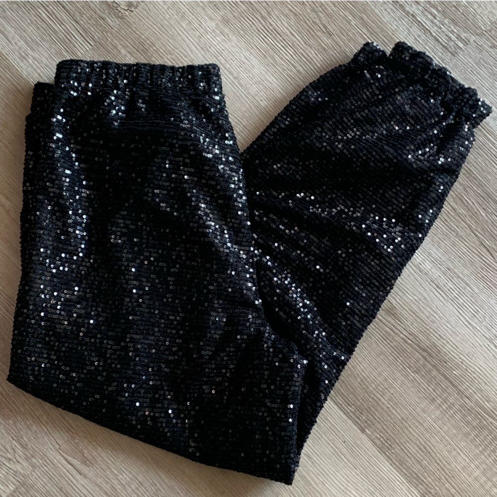 SERRA Black Sequin Joggers Size L
